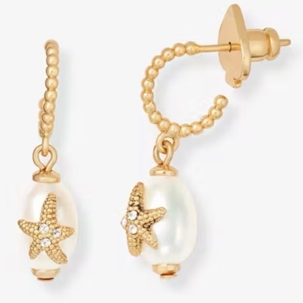 Kate Spade Gold Starfish Pearl Drop Earrings